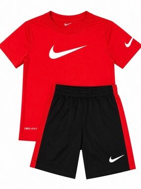 Nike Red Tee with Black & Red Athletic Shorts